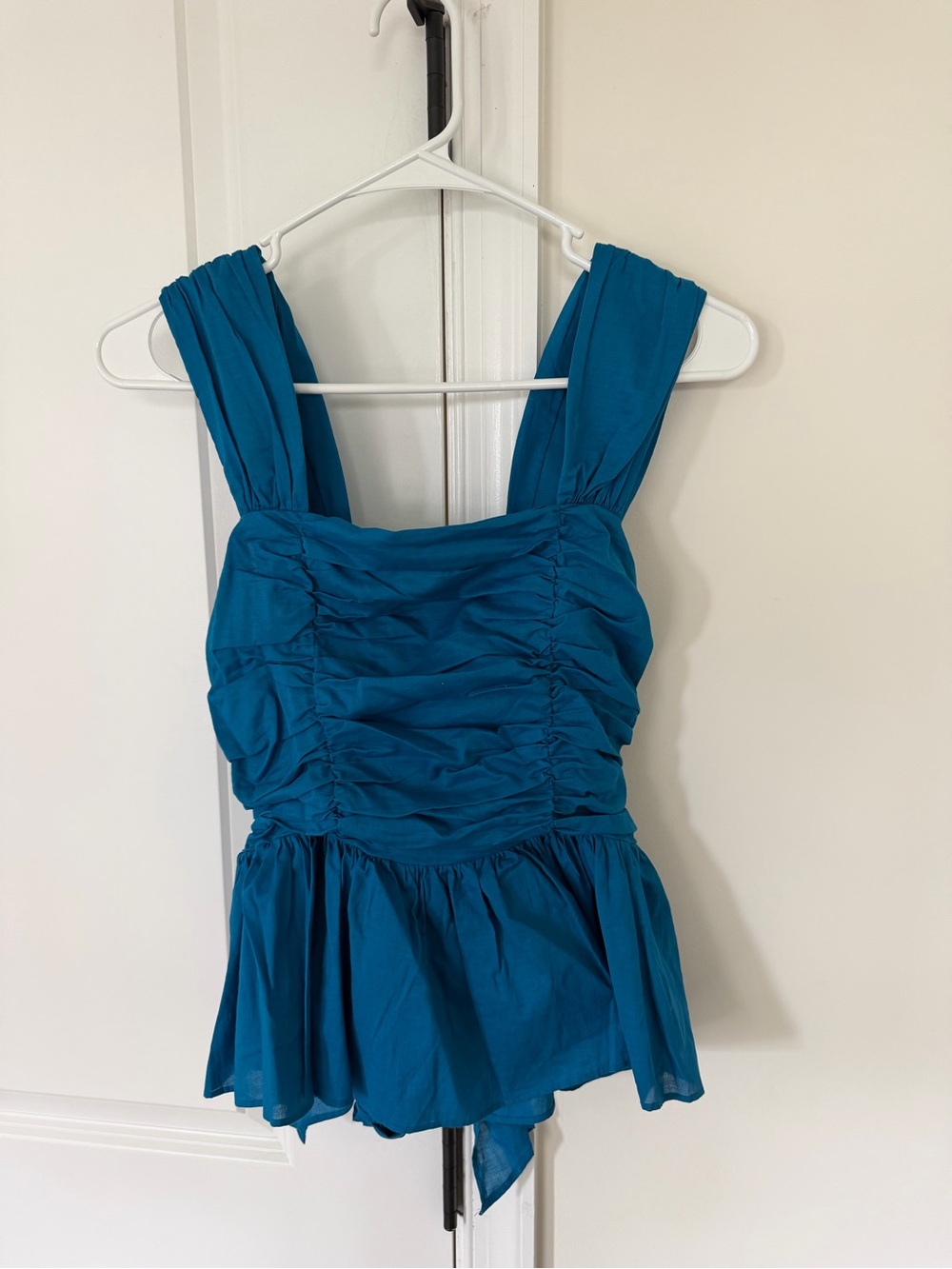 Express Teal Ruched Peplum Women’s Top XS